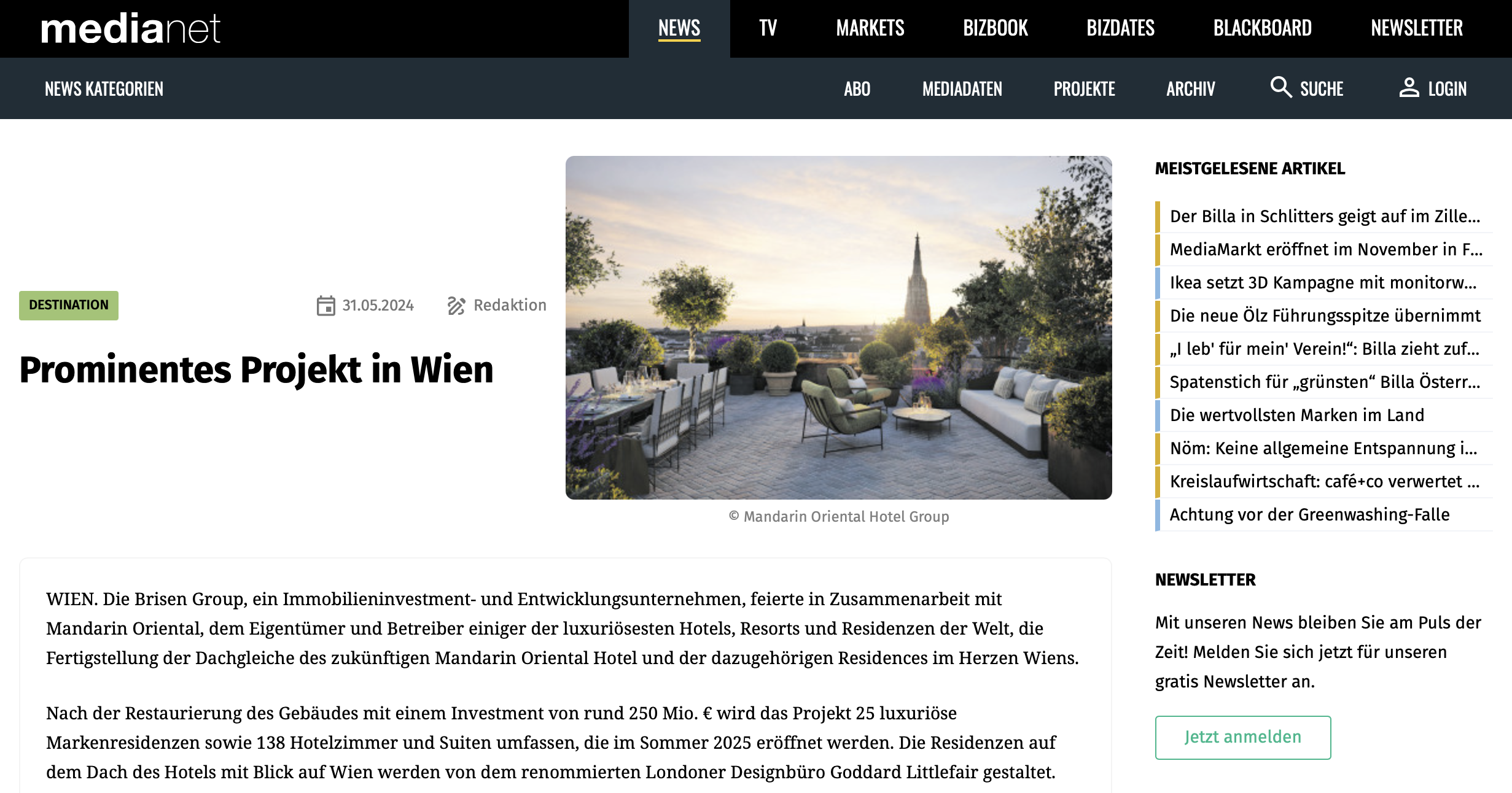 Prominentes Projekt in Wien 